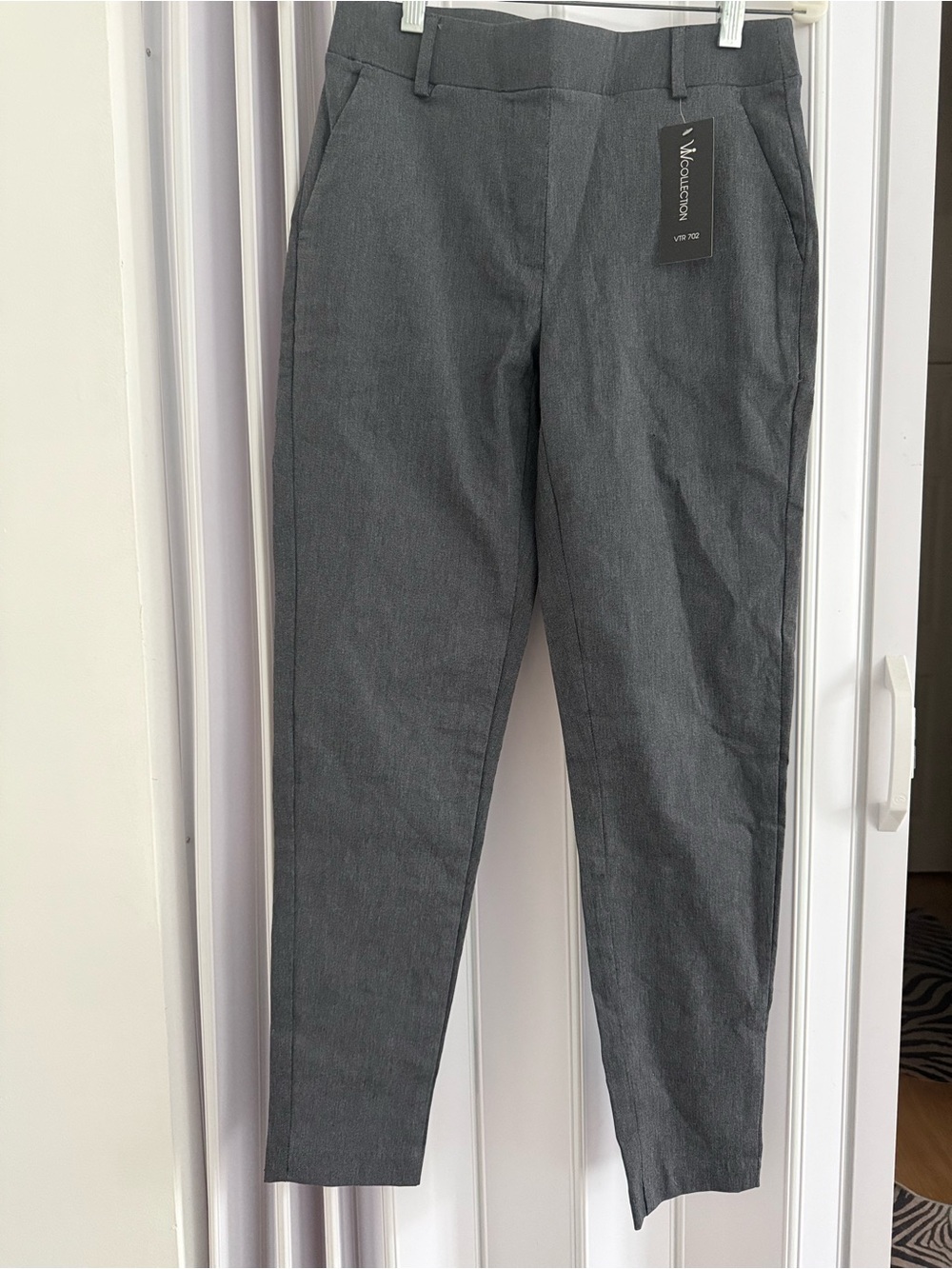 W Collection/ Charcoal Gray Slim  (pull up)Trousers.